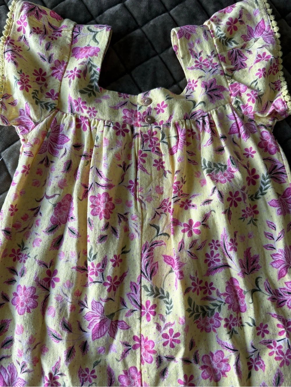 Yellow Floral Knit Skirt with Pink Blooms